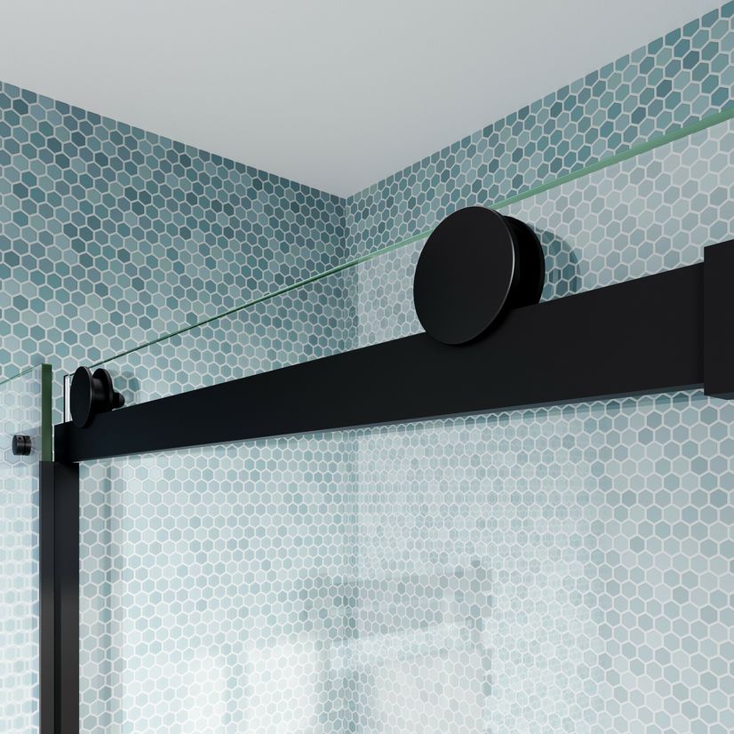 Oslo Matt Black Premium Easy Clean 8mm Sliding Shower Door 1000mm