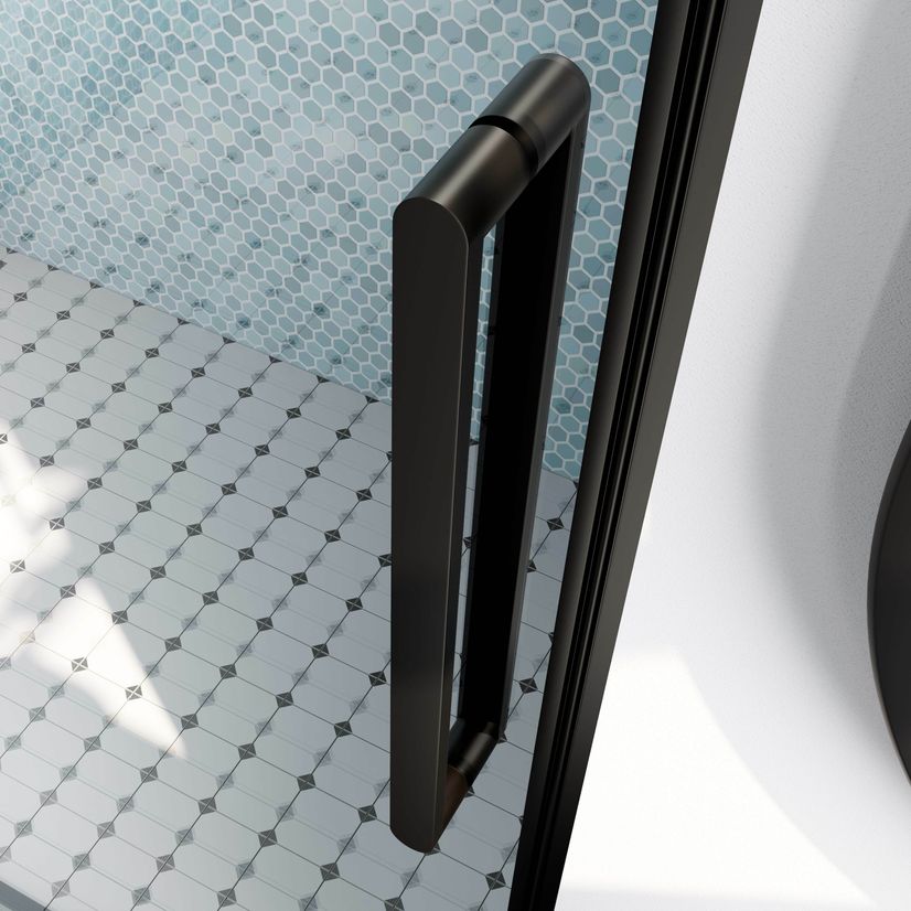 Oslo Matt Black Premium Easy Clean 8mm Sliding Shower Door 1000mm