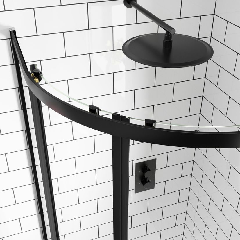 London Matt Black 6mm Offset Quadrant Shower Enclosure 1200x800mm