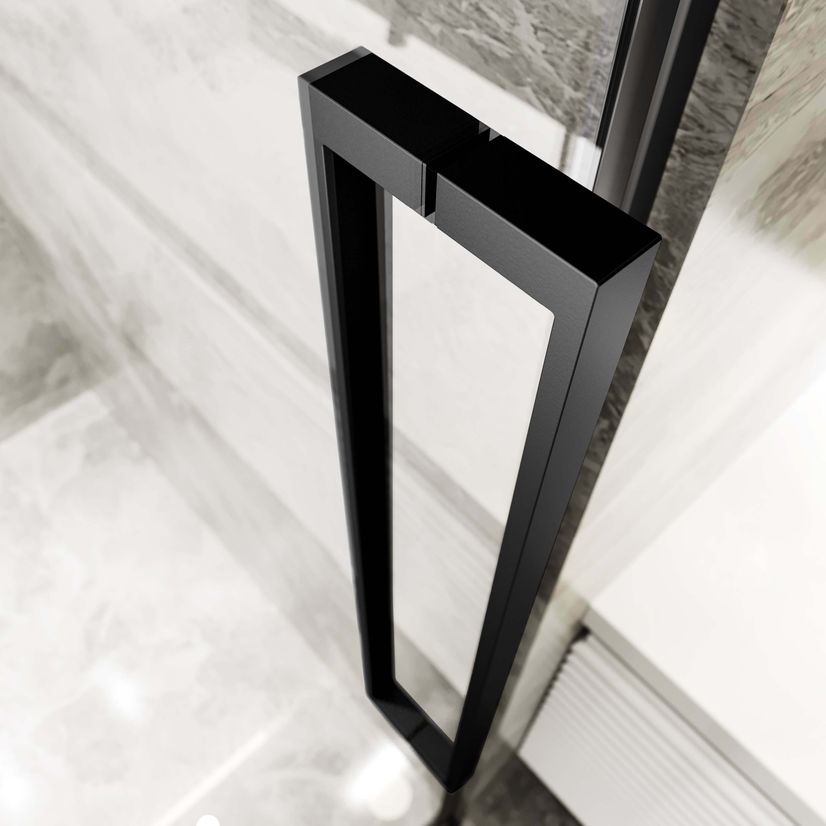Helsinki Matt Black Premium Easy Clean 8mm Hinged Shower Door 1000mm