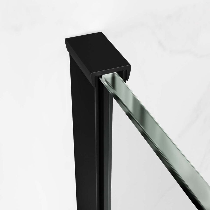 Vienna Matt Black Easy Clean 8mm Hinged Shower Door 1100mm