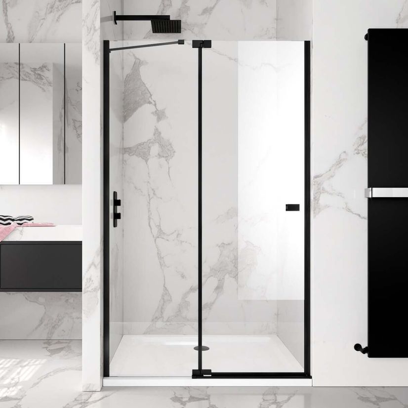 Vienna Matt Black Easy Clean 8mm Hinged Shower Door 1200mm