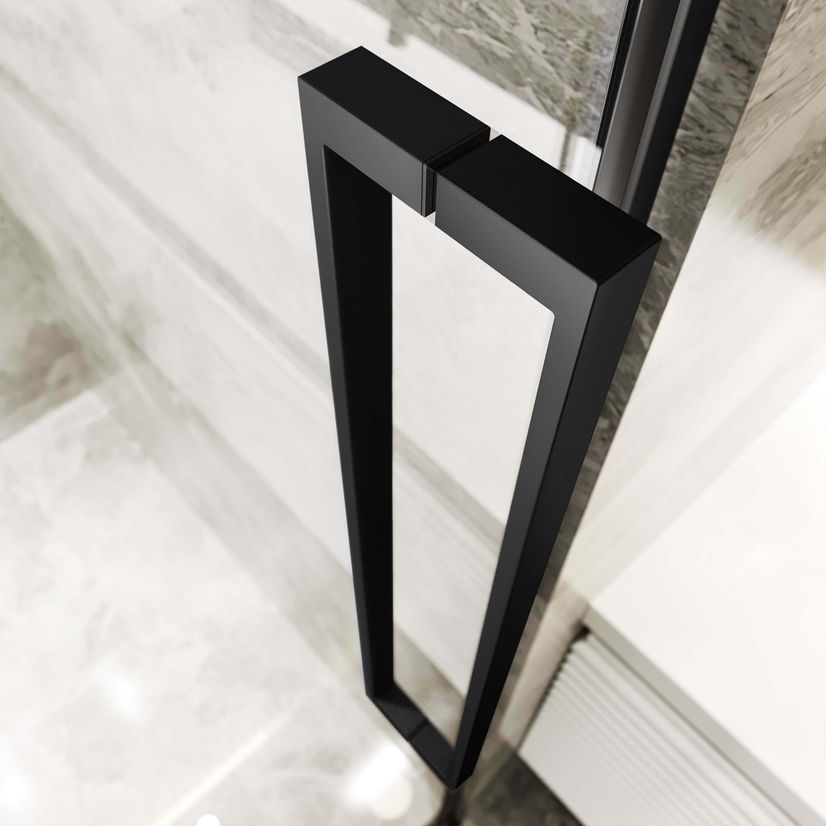 Helsinki Matt Black Premium Easy Clean 8mm Hinged Shower Door 1100mm