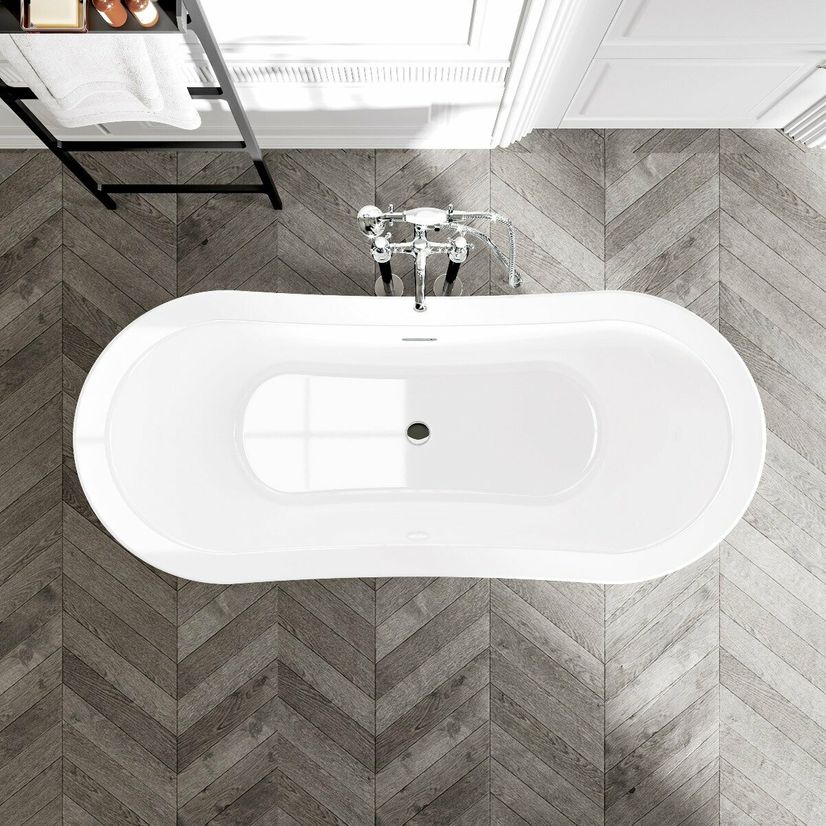 Mayfair 1700mm Graphite Grey Freestanding Roll Top Slipper Bath