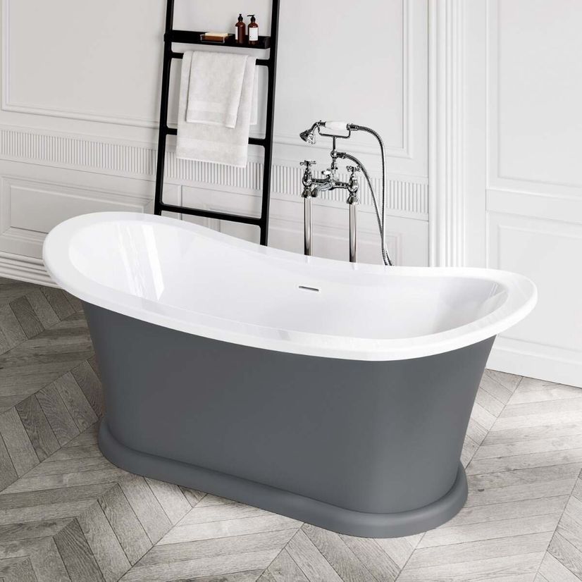 Mayfair 1700mm Graphite Grey Freestanding Roll Top Slipper Bath