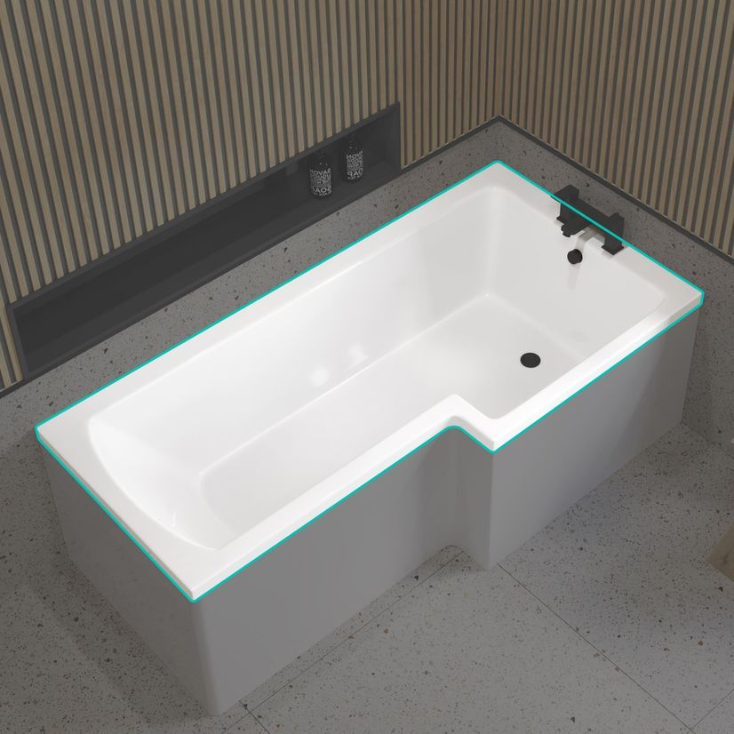 L Shaped 1700 Shower Bath - Right Handed