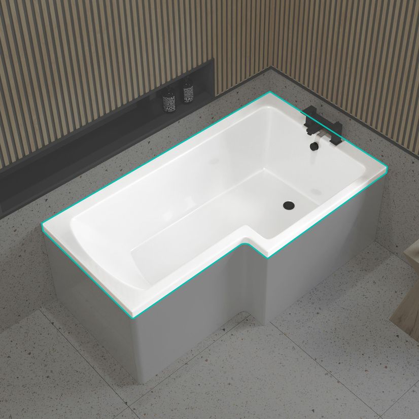 L Shaped 1500 Shower Bath - Right Handed