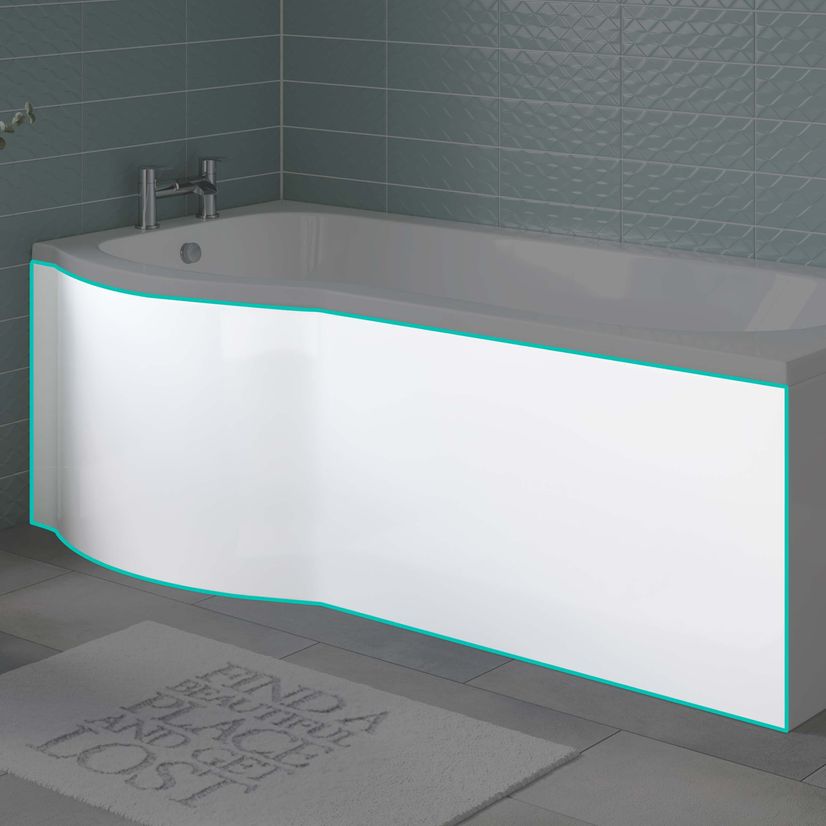 1700 Acrylic P Shaped Bath Front Panel
