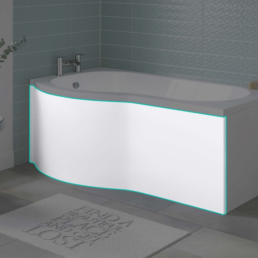 1500 Acrylic P Shaped Bath Front Panel