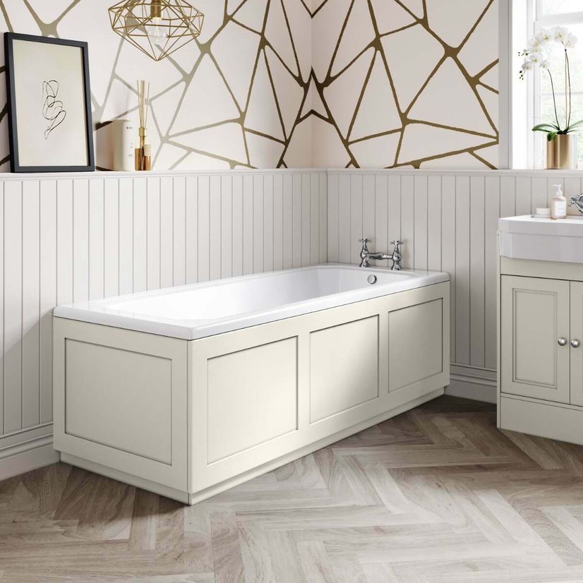 Traditonal Chalk White Wooden Bath Front Panel 1700mm