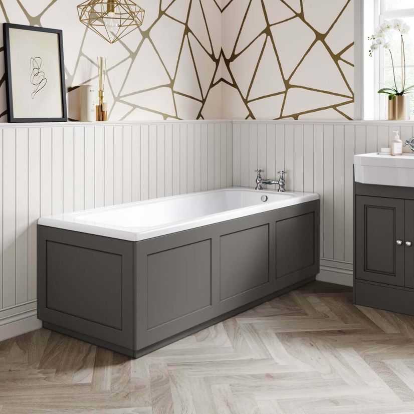 Traditional Graphite Grey Wooden Bath Front Panel 1700mm