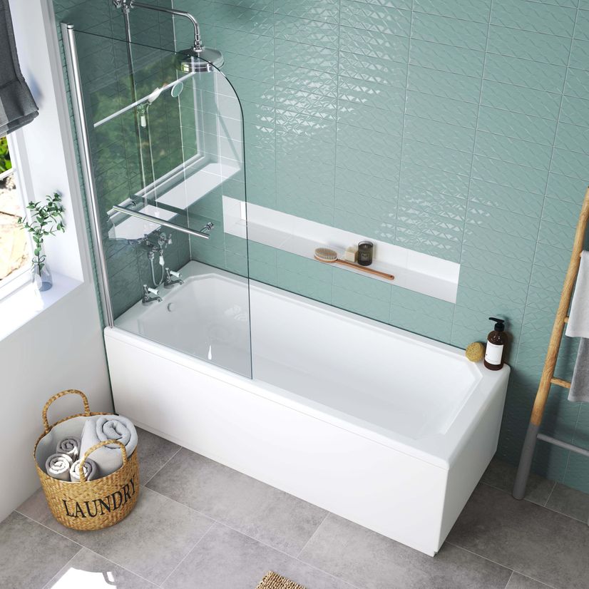 Warwick 1700x750mm Traditional Shower Bath & 6mm Easy Clean Screen With Rail