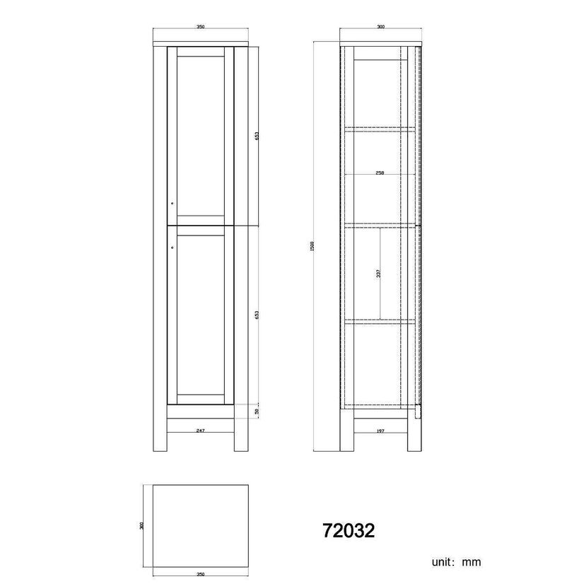 Bermuda Dove Grey Floor Standing Tall Cabinet 1500x350mm
