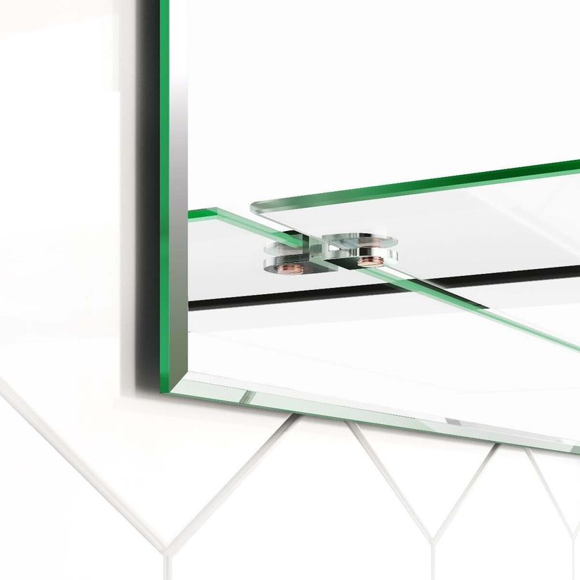 Ava Bevelled Edge Bathroom Mirror With Glass Shelf 800x600mm