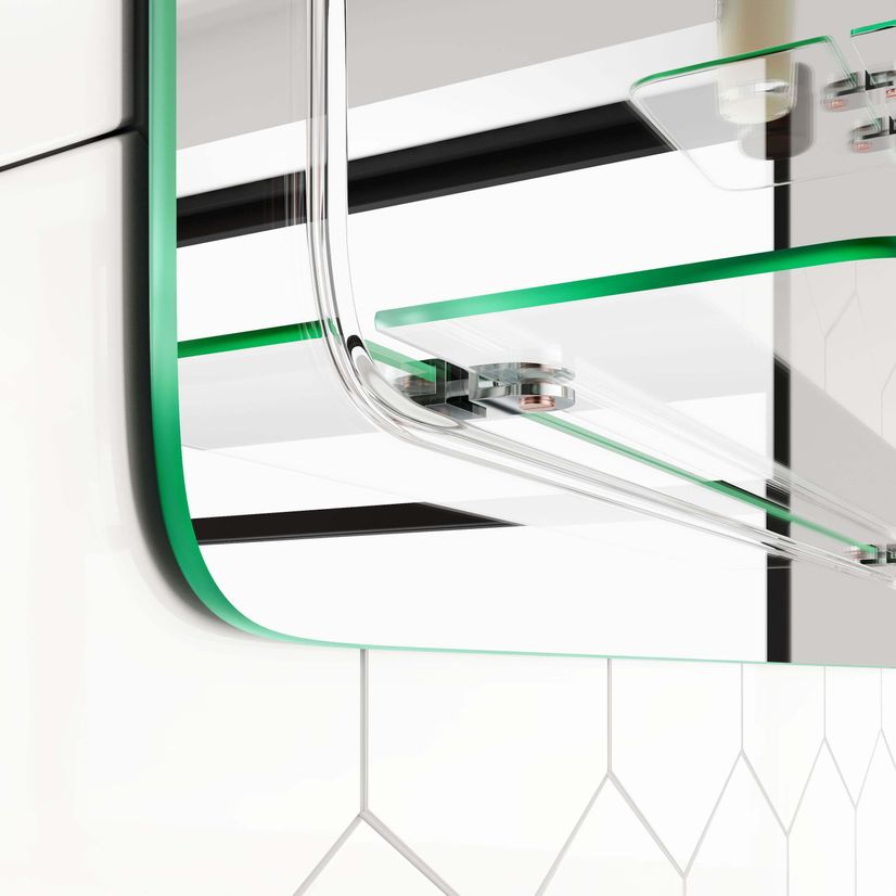 Ava Bathroom Mirror With Glass Shelves 600x800mm