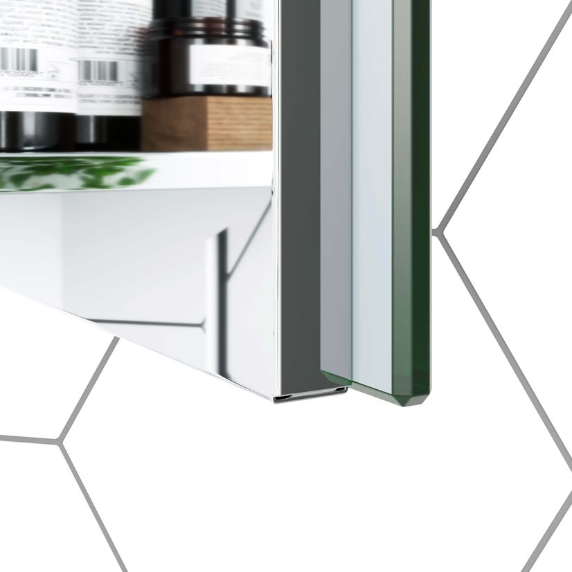 Madelyn Corner Stainless Steel Mirror cabinet 600mm Tall