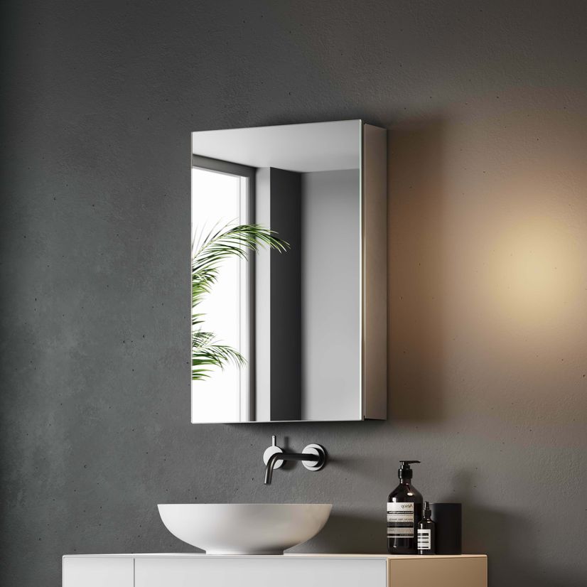 Elena Cloakroom Stainless Steel Mirror Cabinet 600x400mm