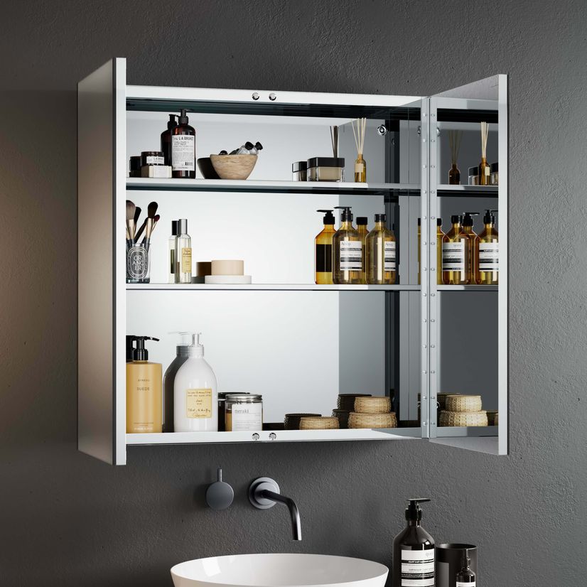 Elena Stainless Steel Mirror Cabinet 600x600mm