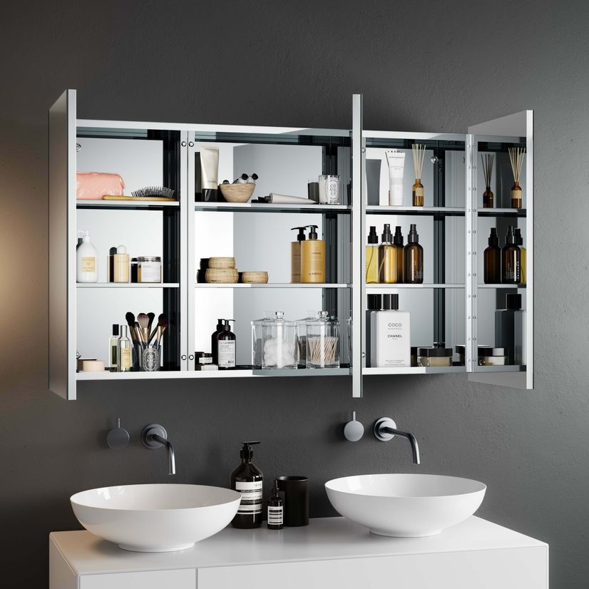 Elena Stainless Steel Mirror Cabinet 600x1000mm