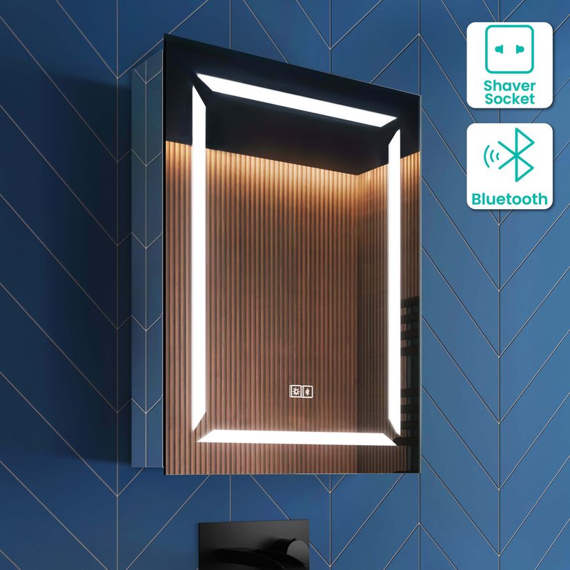 Haisley Illuminated LED Mirror Cabinet With BLUETOOTH Speaker 600x450mm