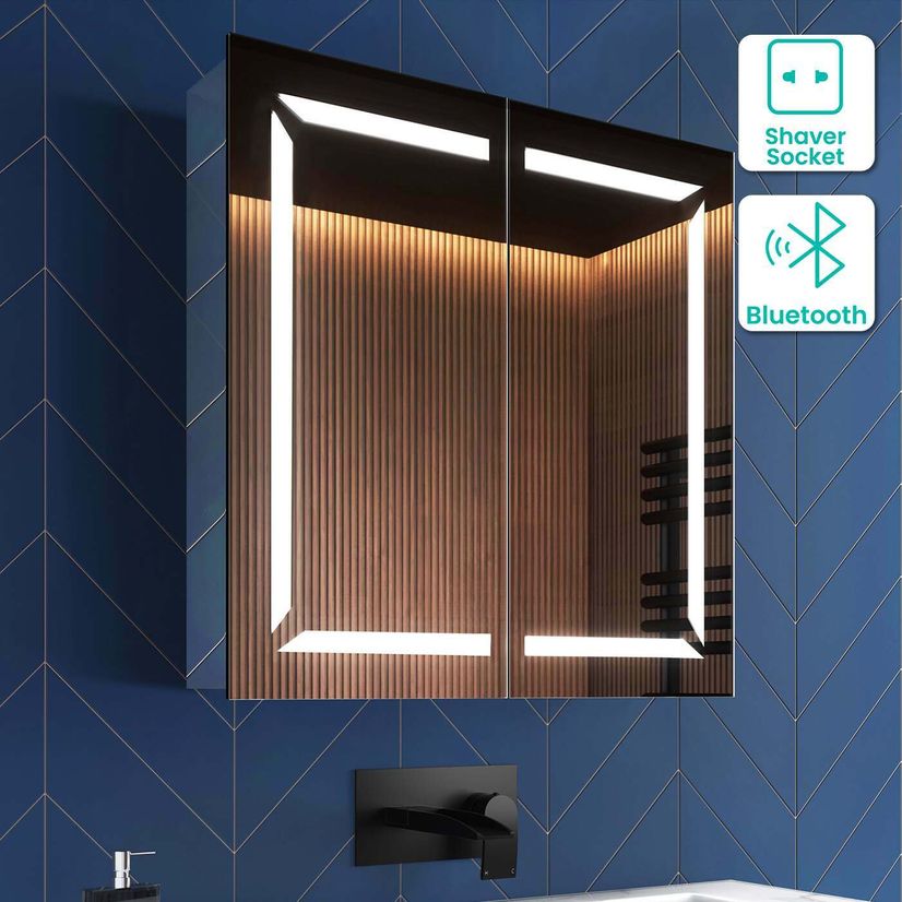 Haisley Illuminated LED Mirror Cabinet With BLUETOOTH Speaker 600x600mm