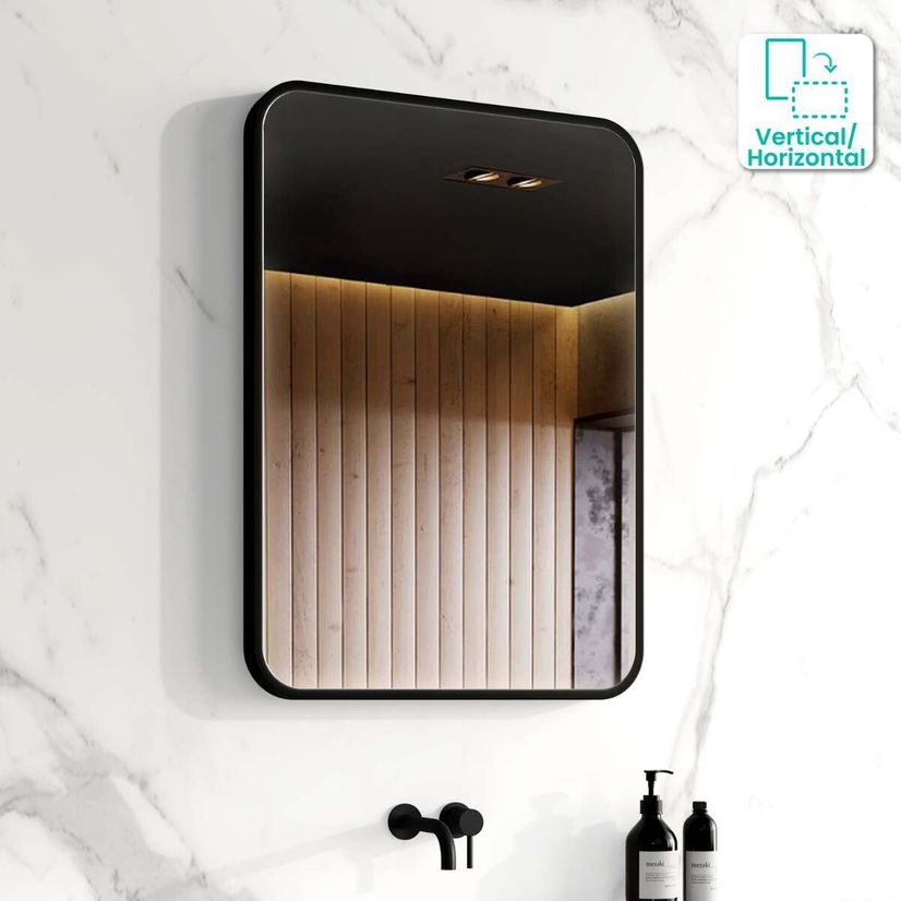Olivia Black Framed Rectangular Bathroom Mirror 700x500mm
