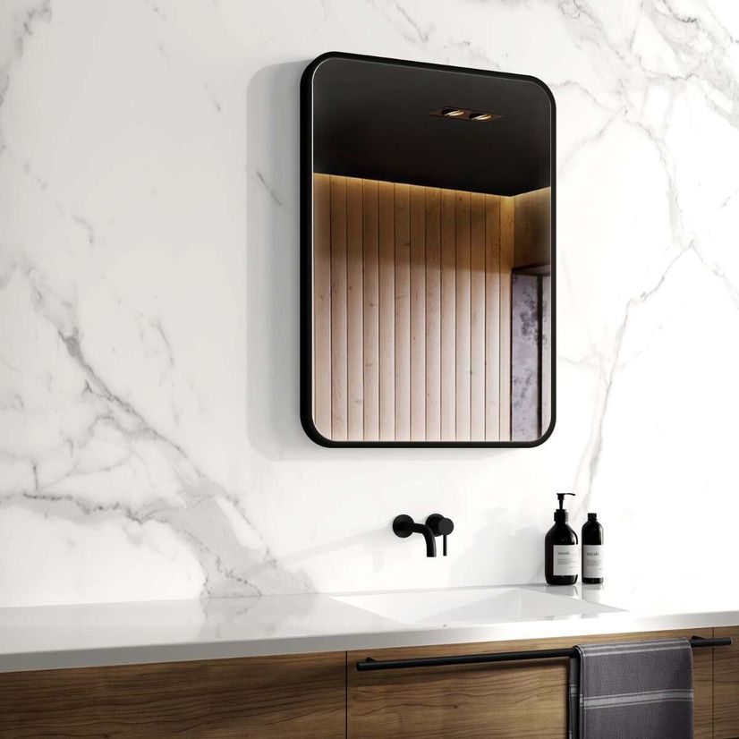 Olivia Black Framed Rectangular Bathroom Mirror 700x500mm
