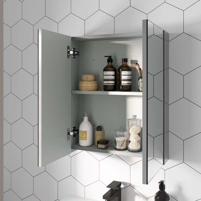 Stone Grey Mirror Cabinet 500mm