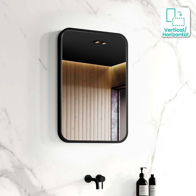 Olivia Black Framed Rectangular Bathroom Mirror 600x400mm