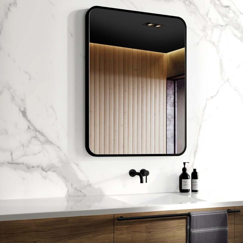 Olivia Black Framed Rectangular Bathroom Mirror 800x600mm