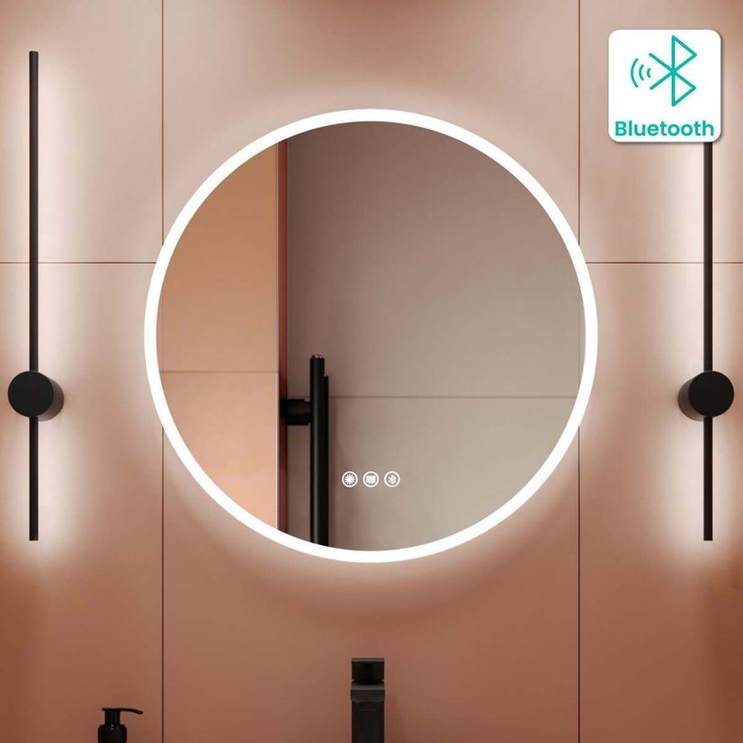 Aria Round Illuminated LED Mirror With BLUETOOTH Speaker 600mm