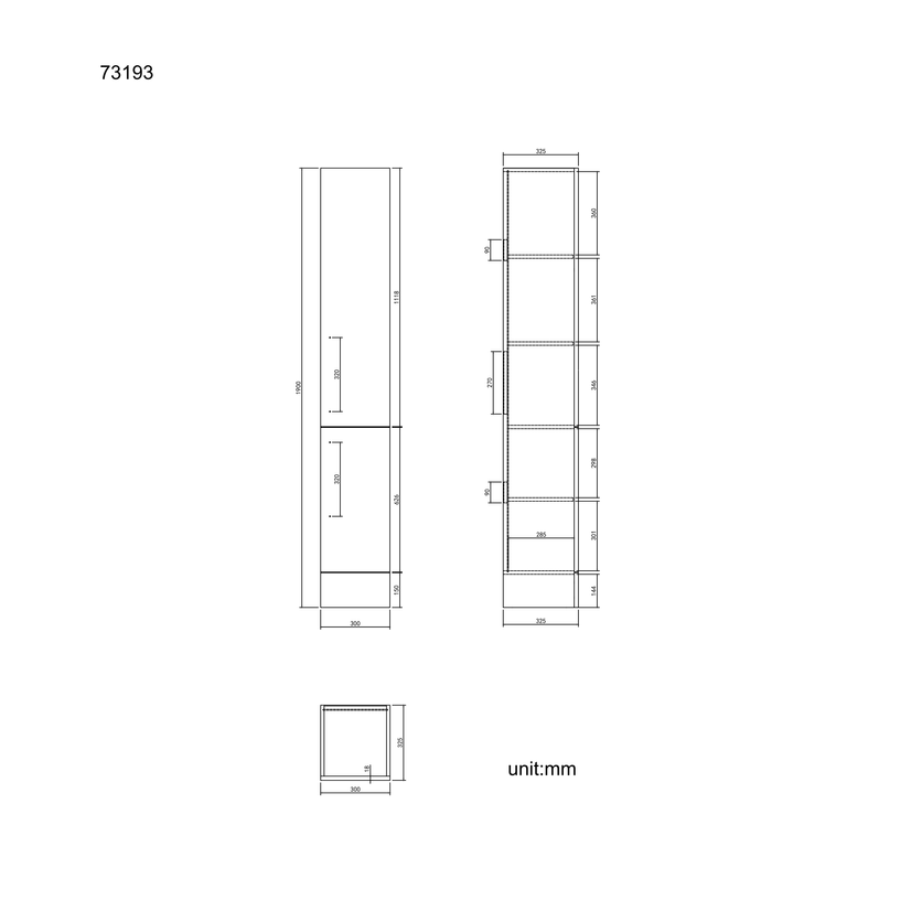 Harper Gloss White Floor Standing Tall Cabinet Unit 1900x300mm