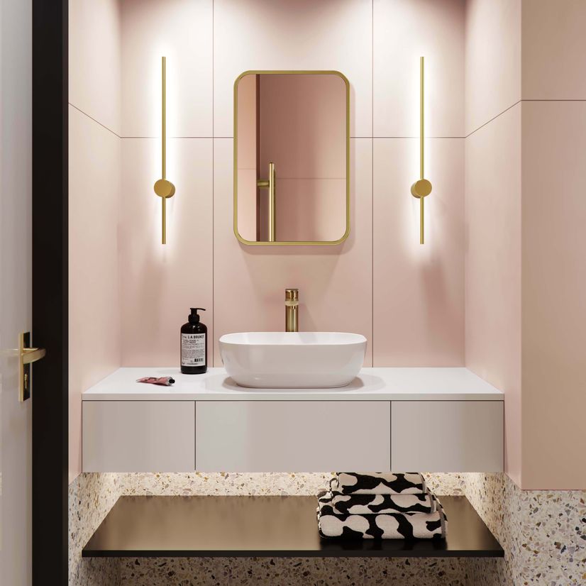 Olivia Brushed Brass Rectangular Bathroom Mirror 600x400mm