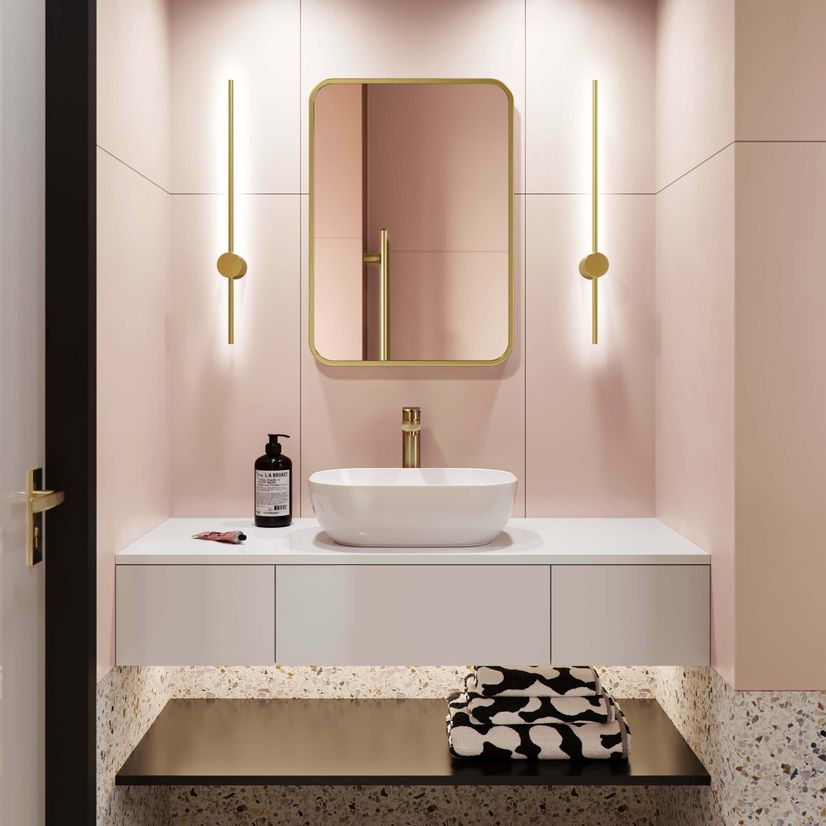 Olivia Brushed Brass Rectangular Bathroom Mirror 700x500mm