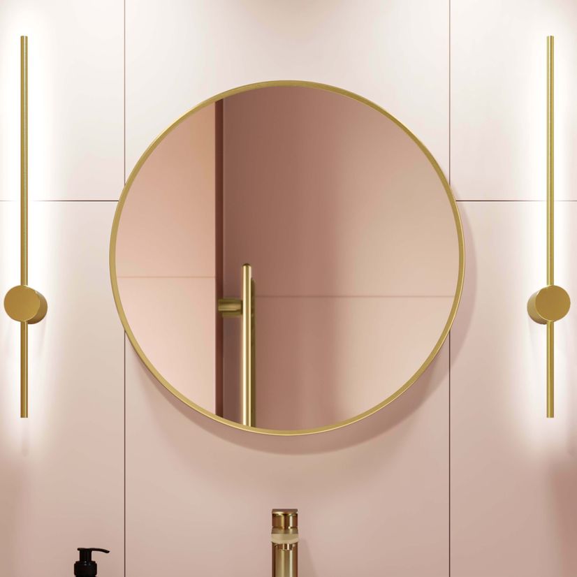 Mollie Brushed Brass Round Bathroom Mirror 600mm