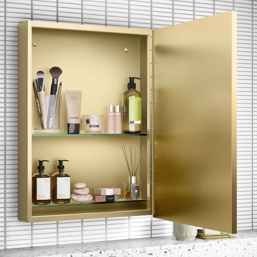 Mia Matt Brass Mirror Cabinet 710x500mm