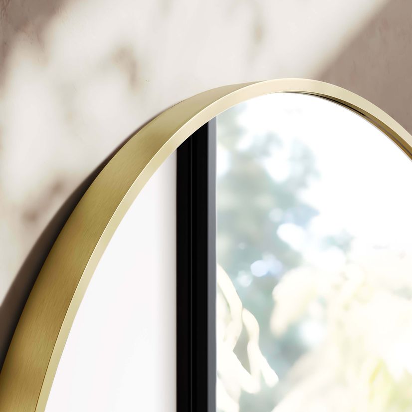 Seline Brushed Brass Round Bathroom Mirror 600mm