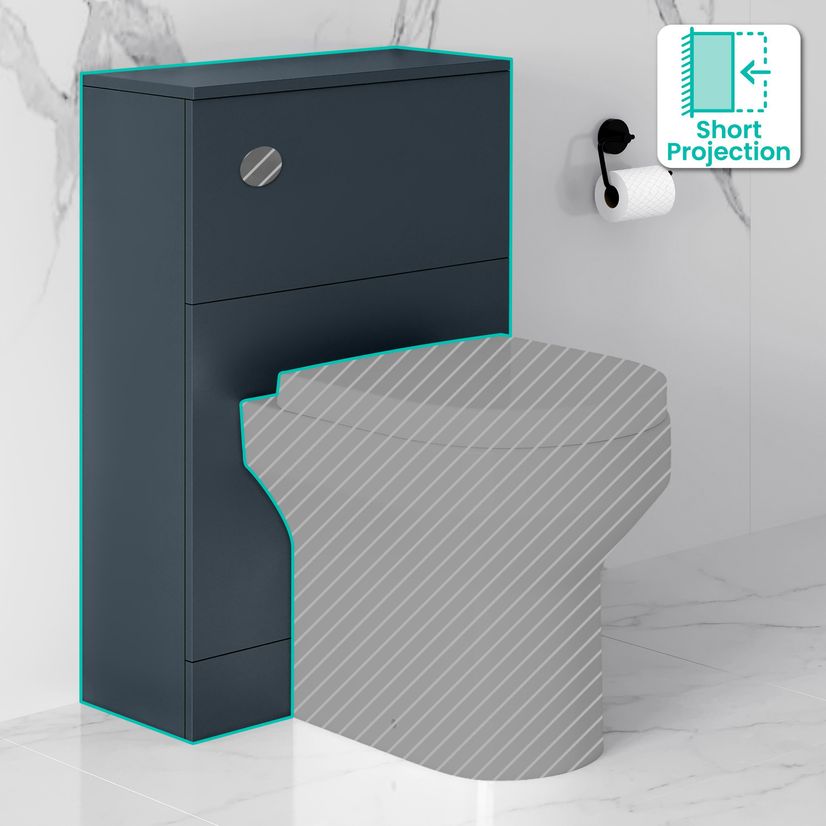 Inky Blue Slimline Back To Wall Toilet Unit 500mm