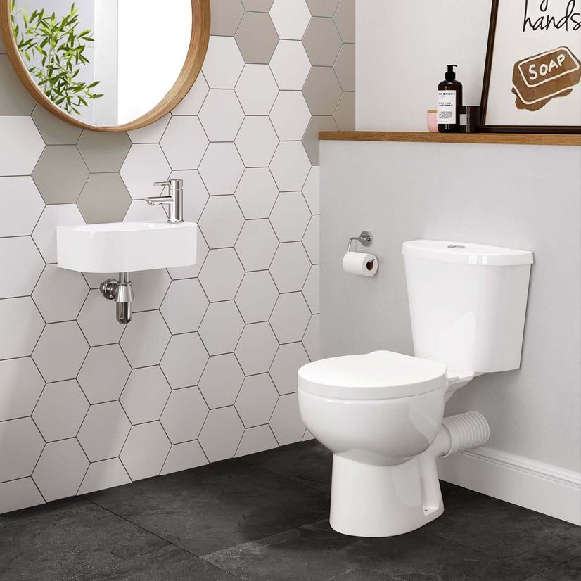 Georgia Cloakroom Wall Hung Basin and Toilet Set - Left Handed