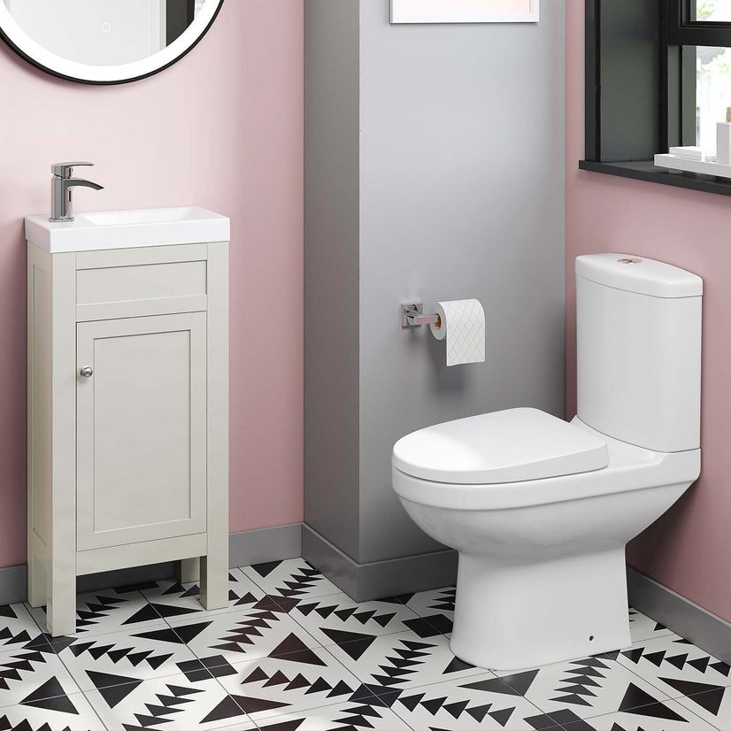 Bermuda Chalk White Cloakroom Basin Vanity 400mm and Toilet Set