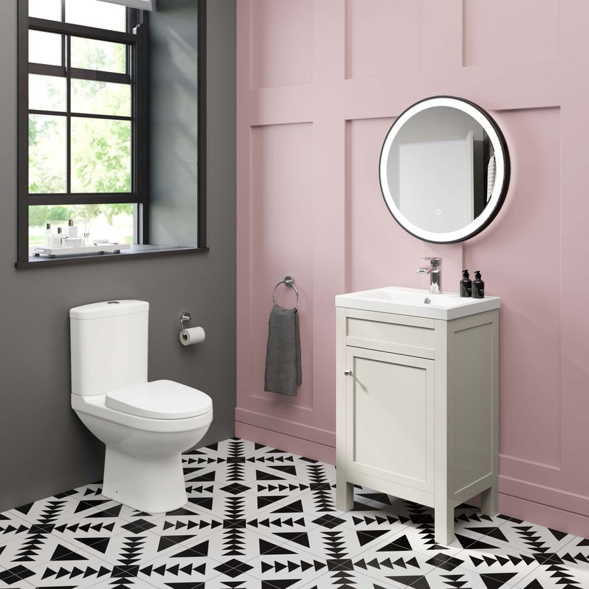 Bermuda Chalk White Basin Vanity 500mm and Toilet Set