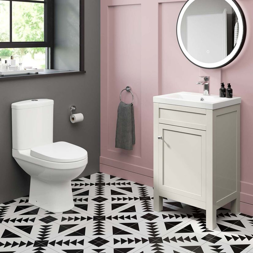 Bermuda Chalk White Basin Vanity 500mm and Toilet Set