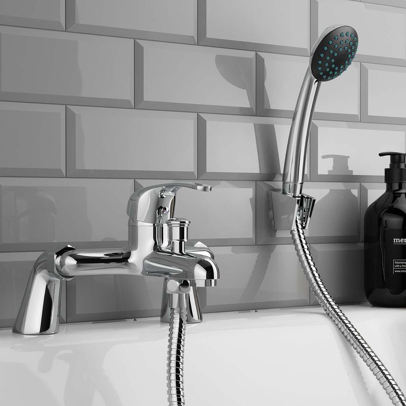 Clyde Chrome Basin & Shower Bath Mixer Tap Set