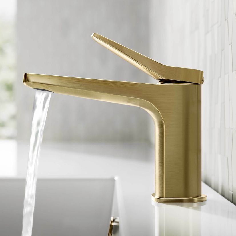 Aire Brushed Brass Basin & Shower Bath Mixer Tap Set