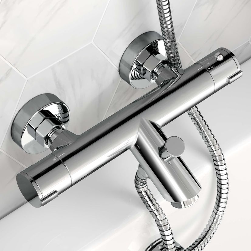 Ballina Premium Round Thermostatic Bath Filler Shower Set With Multi-function Hand Shower