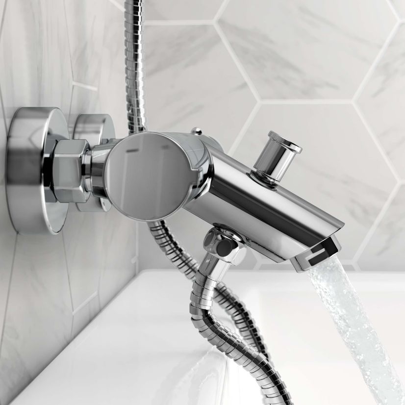 Ballina Premium Round Thermostatic Bath Filler Shower Set With Multi-function Hand Shower