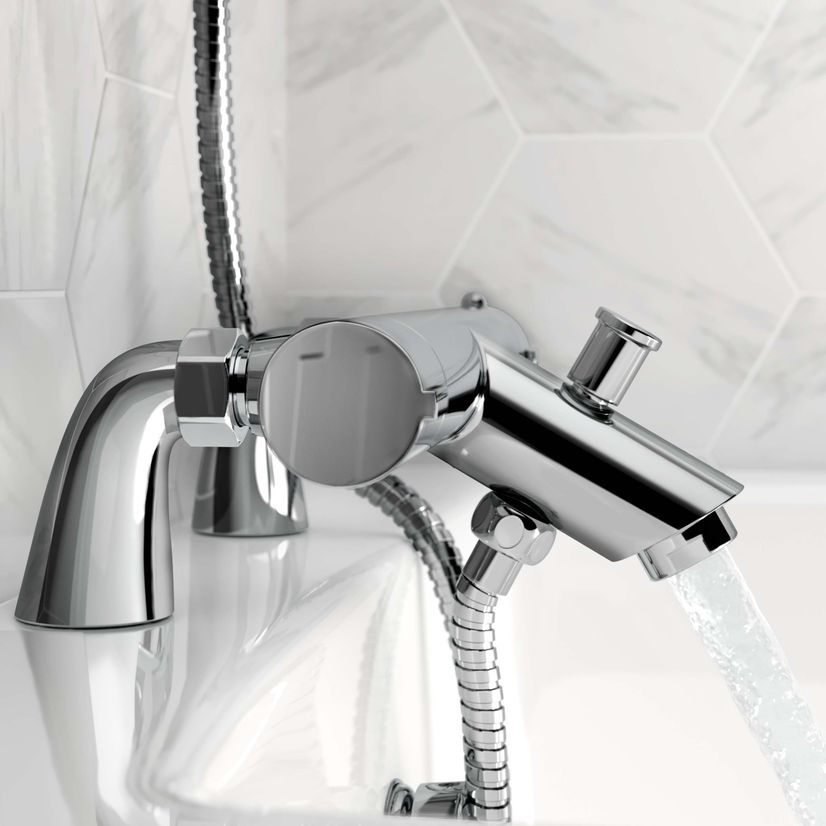 Ballina Premium Bath Mounted Thermostatic Bath Filler Set With Multi-function Hand Shower