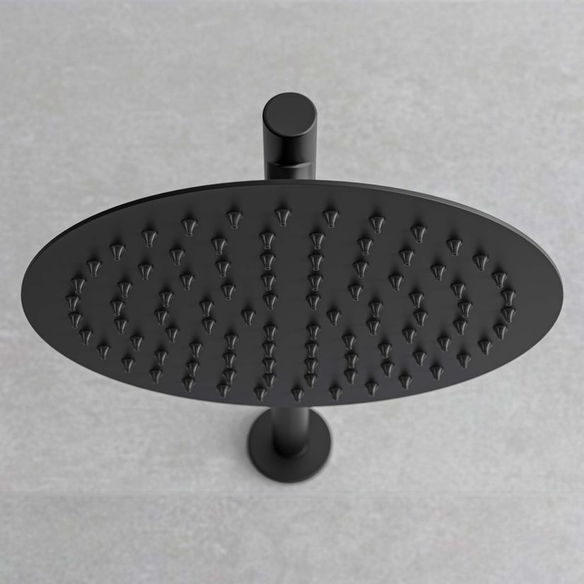 Lismore Essential Matt Black Round Thermostatic Shower Set & Hand Shower