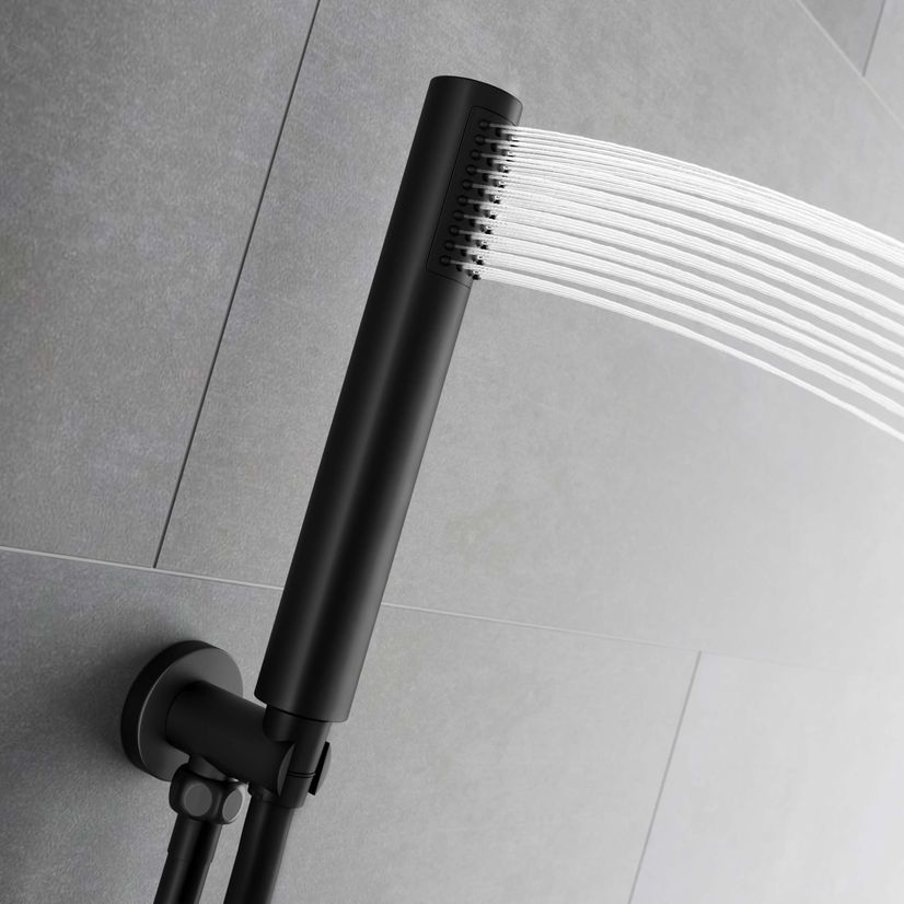 Lismore Essential Matt Black Round Thermostatic Shower Set & Hand Shower