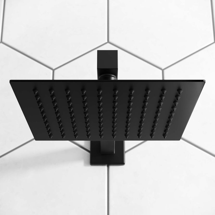 Carrick Essential Matt Black Square Thermostatic Shower Set & Hand Shower